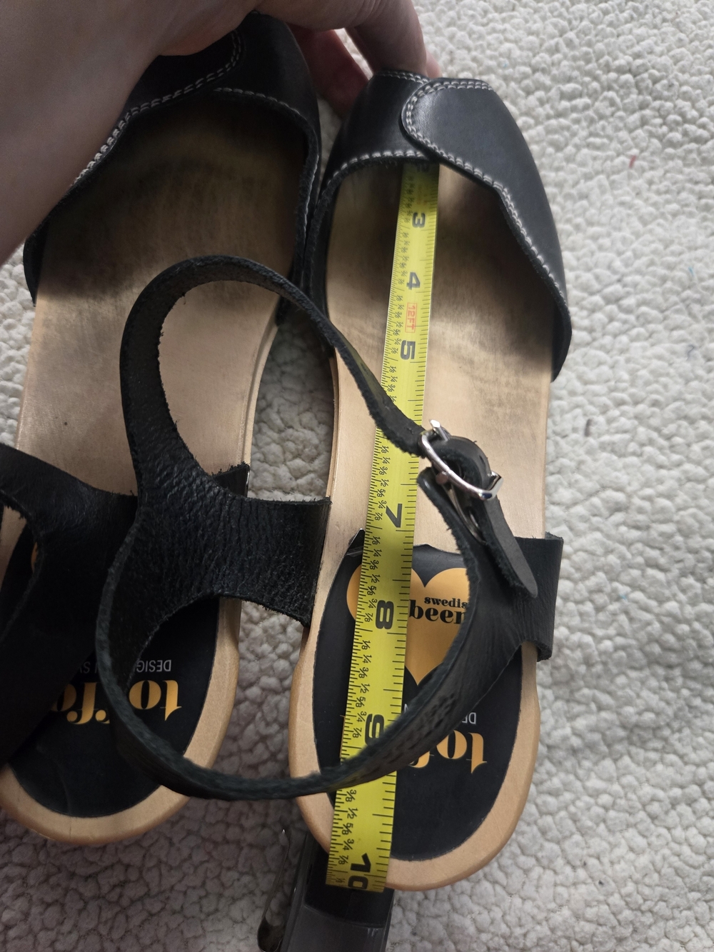 Swedish HASBEENS discontinued Htf Heart Mid Heel 39 Black Leather 8.5 9 - Picture 5 of 8